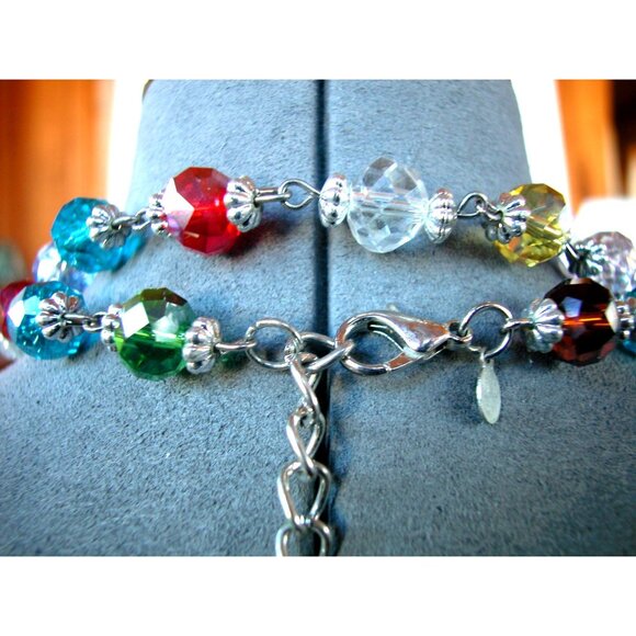 Premier 54 Inch Multicolor Faceted Cut Glass Bead Necklace/ Lobster Clasp - Picture 4 of 4